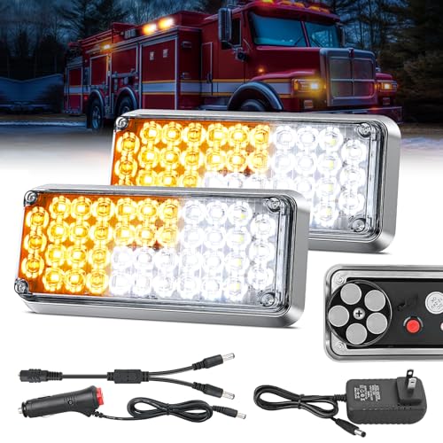 Nilight 2PCS 42LED Amber White Magnetic Strobe Lights Surface Mount - color: 42LED Amber White