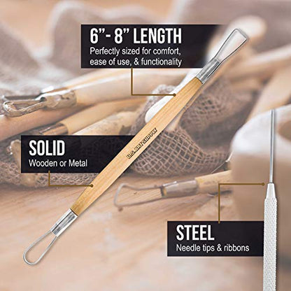 U.S. Art Supply Pottery & Clay Tools Set (12-Piece) - size: 12-Piece with Nylon Case