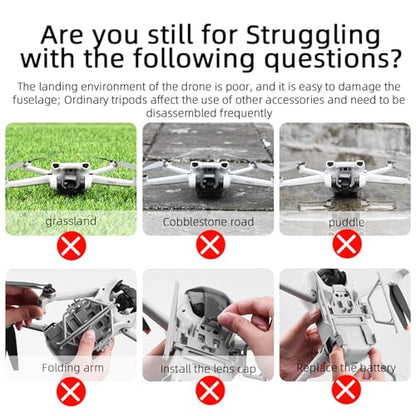 Foldable Landing Gear For DJI Mini 3 PRO/Mini 3 Drone Extension Leg Increased 25mm With Silicone Banding Strap Support Stand Tripod UAV Camera Drones Accessory - color: Gray