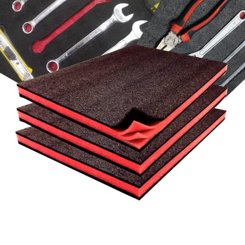 Tool Box Foam, 3Pack 22x18x1 Inch Multi-Layer Foam Inserts for Hard Cases & DIY, Professional Shock-Absorption Liners for Ultimate Tool Protection - size: 22×18×1-3PCS