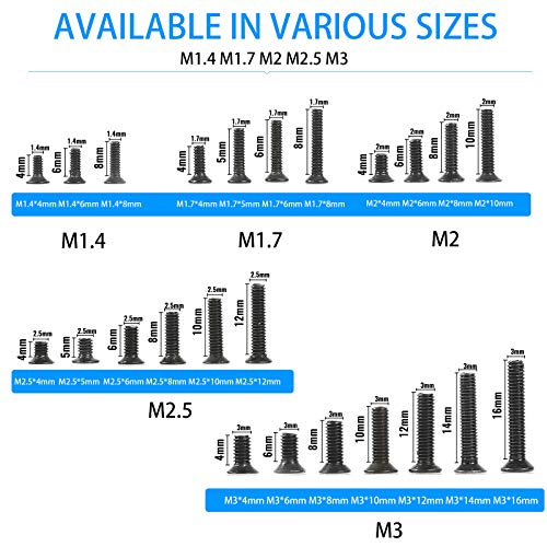 720pcs Laptop Notebook Screws Set,Replacement Computer Screws Kit,M1.4,M1.7,M2,M2.5,M3 countersunk Flat Head Phillips Mini Screw Set for Electronic Repair. - color: 720pcs