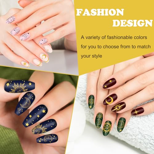 Whaline 6 Pcs Sun Moon Star Nail Plates Stamping Set - style: Sun Moon Star