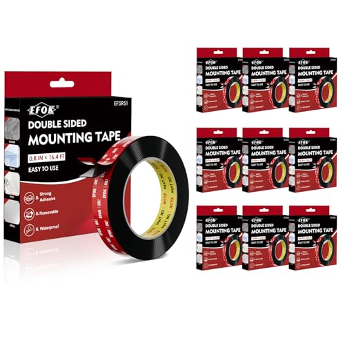 EFOK 10 Packs Double Sided Tape Heavy Duty Mounting Tape 0.8 in X 16.4 Ft