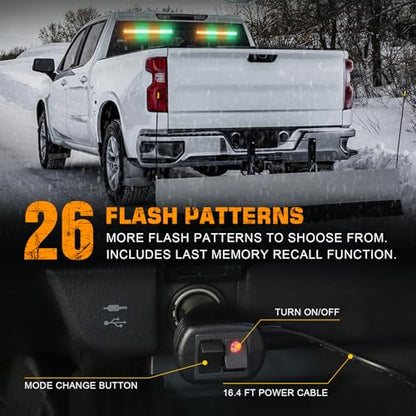 XRIDONSEN 2X 17.7 inch Windshield Light Bar 144 LED Strobe Lights - color: Amber/Green
