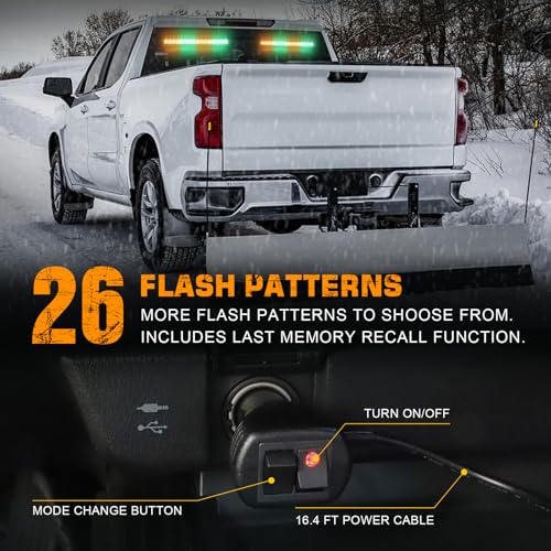 XRIDONSEN 2X 17.7 inch Windshield Light Bar 144 LED Strobe Lights - color: Amber/Green