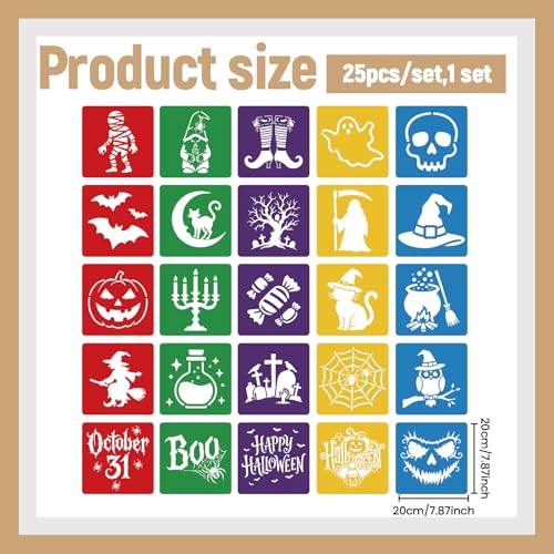 CUTHOLLOW 25 PCS Halloween Elements Painting Shape Stencils Sets - style: Halloween Elements