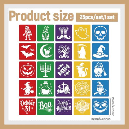 CUTHOLLOW 25 PCS Halloween Elements Painting Shape Stencils Sets - style: Halloween Elements