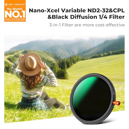 K&F CONCEPT 40.5mm Black Diffusion 1/4 & Variable ND2-32 & Polarizing-in 1 - size: 40.5mm