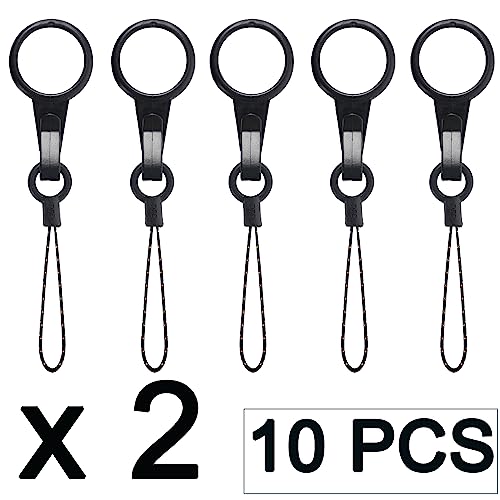 YOUOWO 10Pcs Black Lanyards Finger Ring Plastic Strap Detachable - color: 10 Pcs Finger Ring Plastic Lanyard