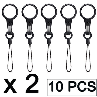 YOUOWO 10Pcs Black Lanyards Finger Ring Plastic Strap Detachable - color: 10 Pcs Finger Ring Plastic Lanyard