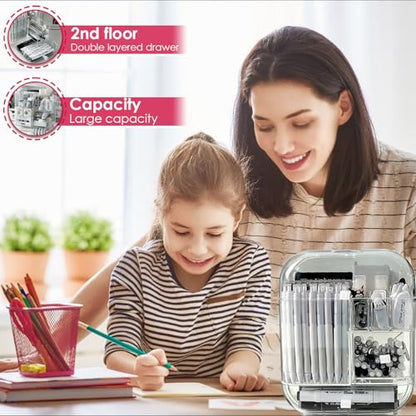 Clear Acrylic Pen Organizer, Desktop Storage Box with Multiple Compartments, Makeup Brush Storage Organizer for Office School Home Supplies