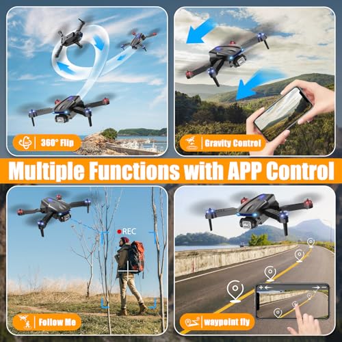 X-shop Drone with 1080P Camera for Kids Adults, Foldable RC Quadcopter with One Key Take Off/Land, Gesture Selfie, 3D Flip, 2 Batteries, Carrying Case, Toy Gift for Beginners