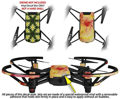 Skin Decal Wrap 2 Pack Compatible with DJI Ryze Tello Abstract Floral Yellow Drone NOT Included