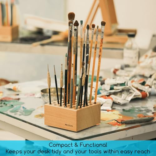 MEEDEN Beechwood Pencil Brush Holder: Paint Brush Storage Organizer - size: 1-PACK