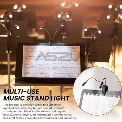 Music Stand Lights Clip On 2Pack,Dual Arm USB and AAA Battery Black - color: Black, size: 2Pack