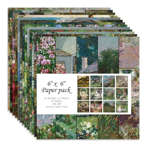 6x6" Cardstock Single Sided Scrapbooking,Craft Decorative Scrap Book Paper - color: 24sheets-courtyard