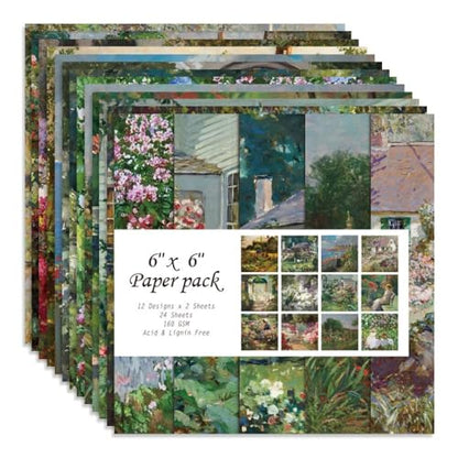 6x6" Cardstock Single Sided Scrapbooking,Craft Decorative Scrap Book Paper - color: 24sheets-courtyard
