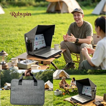 Laptop Sun Shade Carry Case & Privacy Shield Fit 12-16 Inch Working Outside