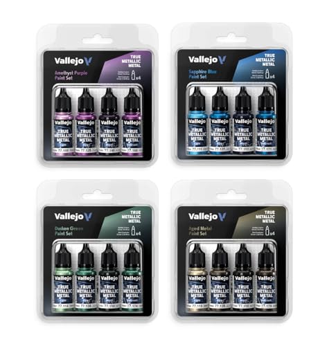 Vallejo - Celestial Violet Set, True Metallic Metal, 4 Bottles x 0.6 fl.oz. - color: Celestial Violet