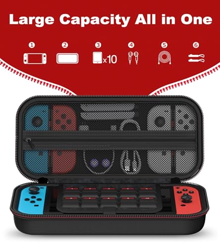 Spican Switch 2 Accessories 4 in 1 Bundle, Switch Carrying Case for Nintendo Switch 2/Switch/Oled, Split-Clear Protective CoverX1&Switch 2 ProtectorsX2&Grip CapsX4 for Nintendo 3DS & 2DS Games - size: 4 in 1 Bundle | Clear
