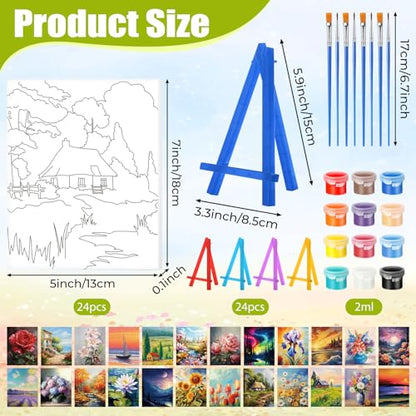 Blosssound 24 Pack Flower Scenery Pre Drawn Canvas to Paint Panels - style: Flower Scenery