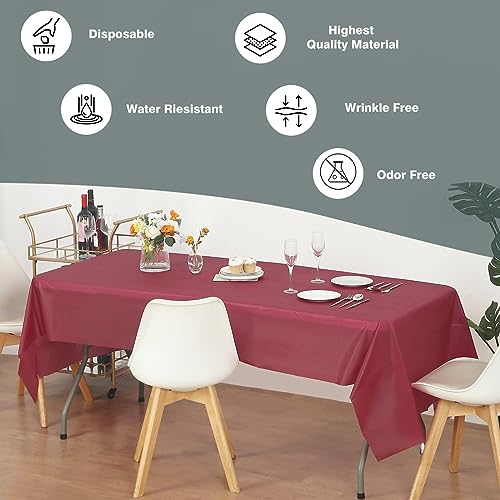 Evershine (12-Pack Heavy Duty Plastic Table Covers Tablecloth (Reusable) (Rectangle 54" X 108", Burgandy) - color: Burgandy, size: 12 PACK Rectangle 54" X 108"