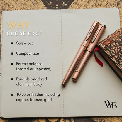 Wordsworth & Black Mini Pocket Fountain Pen for Writing, Medium Nib, Copper - color: Copper