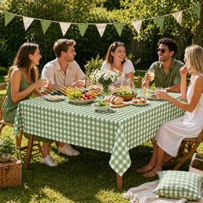 3 Pcs Sage Green Gingham Tablecloths, Checkered Table Covers 54 x 108 Inch - color: Sage Green