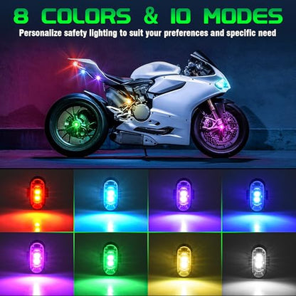 Wireless 4 Pcs RGB LED Aircraft Strobe Lights with Remote Control - color: 4Pcs