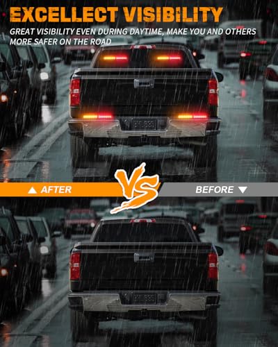 XRIDONSEN 2x 10.7 inch Strobe Light Bar 24 LED Amber Red Emergency Lights - color: Amber/Red