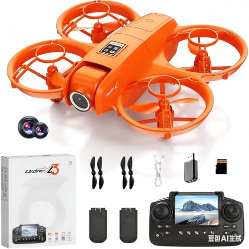 ikaufen YL3 Mini Drone with Dual Camera, Optical Flow Hover, 50X Zoom, 360° Stunt Roll, RC Quadcopter for Kids & Beginners with Screen Remote Control(YL3 screen control Orange) - size: YL3 Dual Camera Screen Control Orange