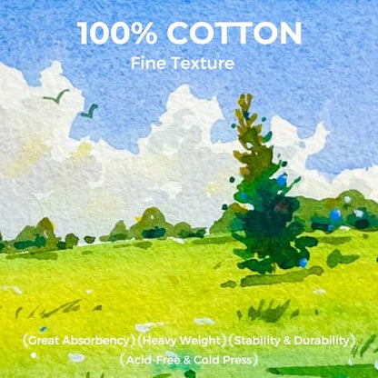 Funto Hot Press Watercolor Journal 2-Pack, 4.7x4.7, 100% Cotton Light Blue - color: Light Blue