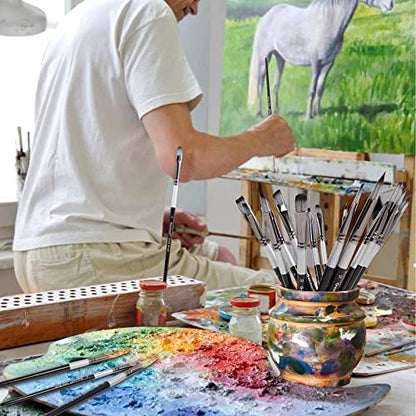 Genixart Flat Paint Brush Set – Art Paintbrushes Acrylic Oil Watercolor - size: Flat - 6 Pcs