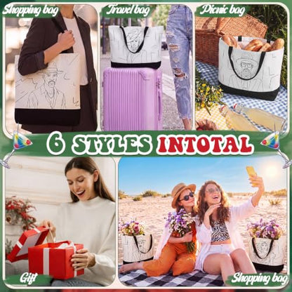 Locmeo 10 Set Paint and Sip Canvas Bags Pre Drawn Kit,Couples - style: Couples