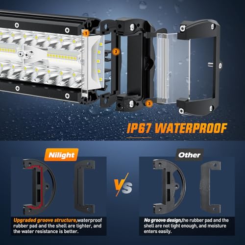 Nilight 7 Inch Side Shooter Light Bar Spot Flood Combo Triple Row - color: Side Shooter Light 1PC