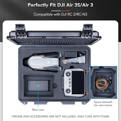 Lykus Titan MA310 Hard Case for DJI Air 3S/3 and DJI RC2/RC-N3 - color: Black