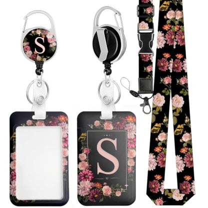 S Lanyard for ID Badge, Black ID Holder and Detachable Adjustable Lanyard - color: S