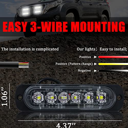6LED Car Truck Emergency Beacon Warning Hazard Flash Strobe Light White/White 4-pack - color: White White
