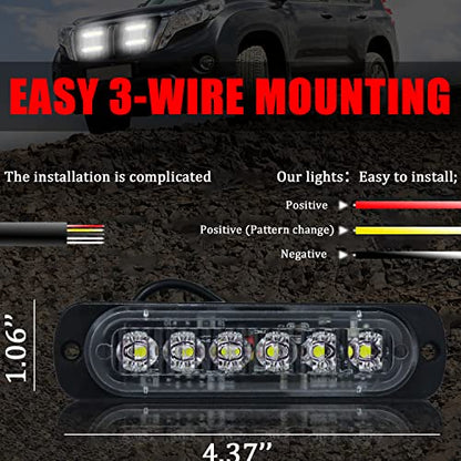 6LED Car Truck Emergency Beacon Warning Hazard Flash Strobe Light White/White 4-pack - color: White White