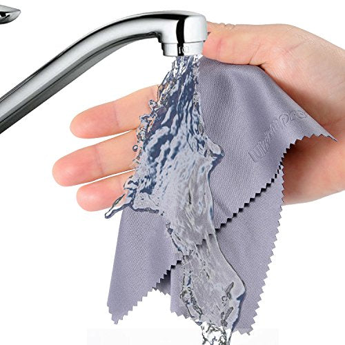 Wisdompro 4-Pack Microfiber Cleaning Cloth, 12x8.25''&13.5x8.63''-Blue/Grey - color: Blue, Grey