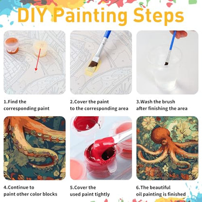 Octopus Paint by Numbers Kit for Adults, 16x20 inch - color: Octopus