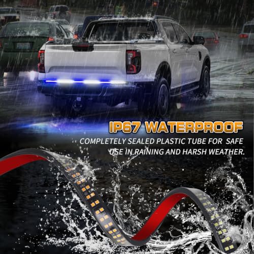 XRIDONSEN 48 inch Blue White Emergency Lights Strip Tailgate Strobe Lights - color: Blue/White