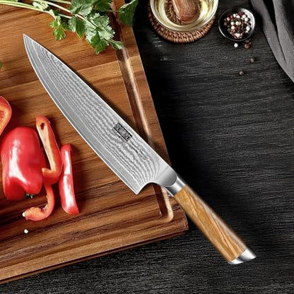 HOSHANHO Damascus Kitchen Knife Set 5PCS, Sharp Chef Knives Ergonomic Grip - style: 5 Pieces Knife Set