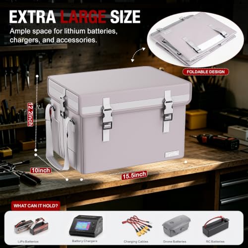 Tamfile Large Lithium Battery Box, Hard Fireproof Explosion-proof Lipo Bag
