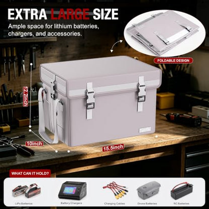 Tamfile Large Lithium Battery Box, Hard Fireproof Explosion-proof Lipo Bag