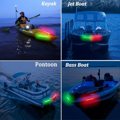 Navigation Lights - LED Bow Lights, Green & Red, Night Fishing, Deck, IP67 Waterproof for Pontoon, Dinghy, Kayak, Jon Boat, Yacht - color: Red And Green