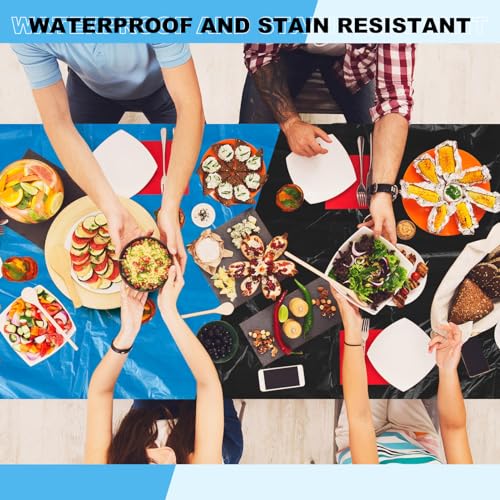 Boao 12 Plastic Elastic Fitted Tablecloths, 8 Ft, 96 x 30 Inch, Blue - color: Blue, size: 8 Ft, 96 x 30 Inch