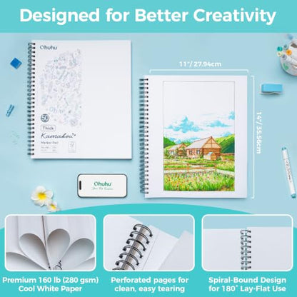 Ohuhu 11"x14" Double-Sided Bleedproof Marker Pad Art Sketchbook 50 Sheets - size: 11" x 14"