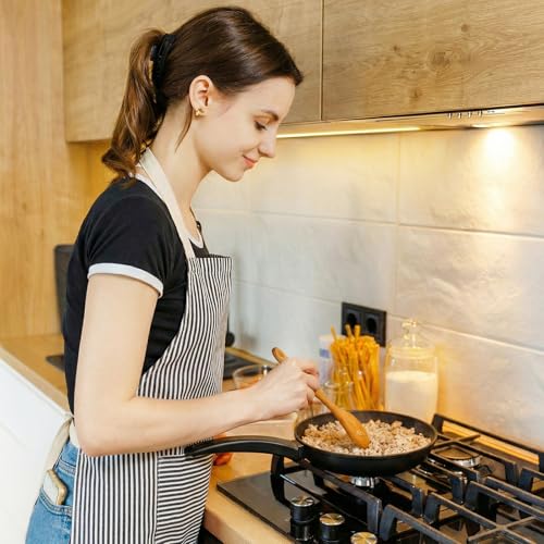 2 Pack Cooking Aprons Adjustable Bib Apron for Women with 2 Pockets, Kitchen Restaurant Men Chefs Aprons - color: Pink/Beige Stripes