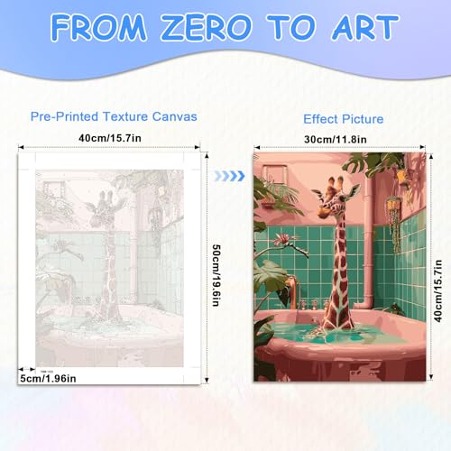 zpptAugs Paint by Numbers Kit for Adults Beginners，Giraffe Funny Adult Paint by Number Kits on Canvas,Digital Oil Number Painting Kits for Home Decor Gift 12"x16"(Without Frame)